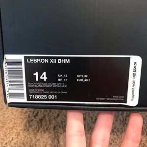 Lebron XII BHM size 14